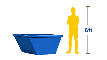 4 Yard Skip shown next to a 6ft person for scale