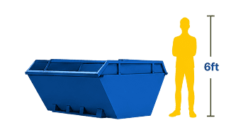 8 Yard Skip shown next to a 6ft person for scale