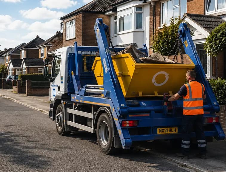 Apollo Skip Hire lorry delivering a skip