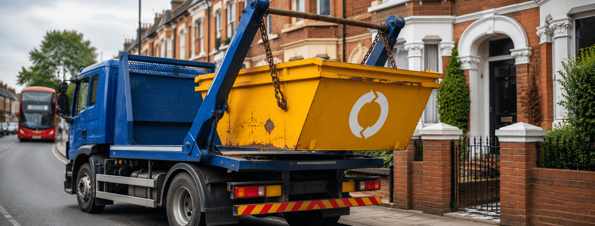 Apollo skip hire truck delivering across Belfast